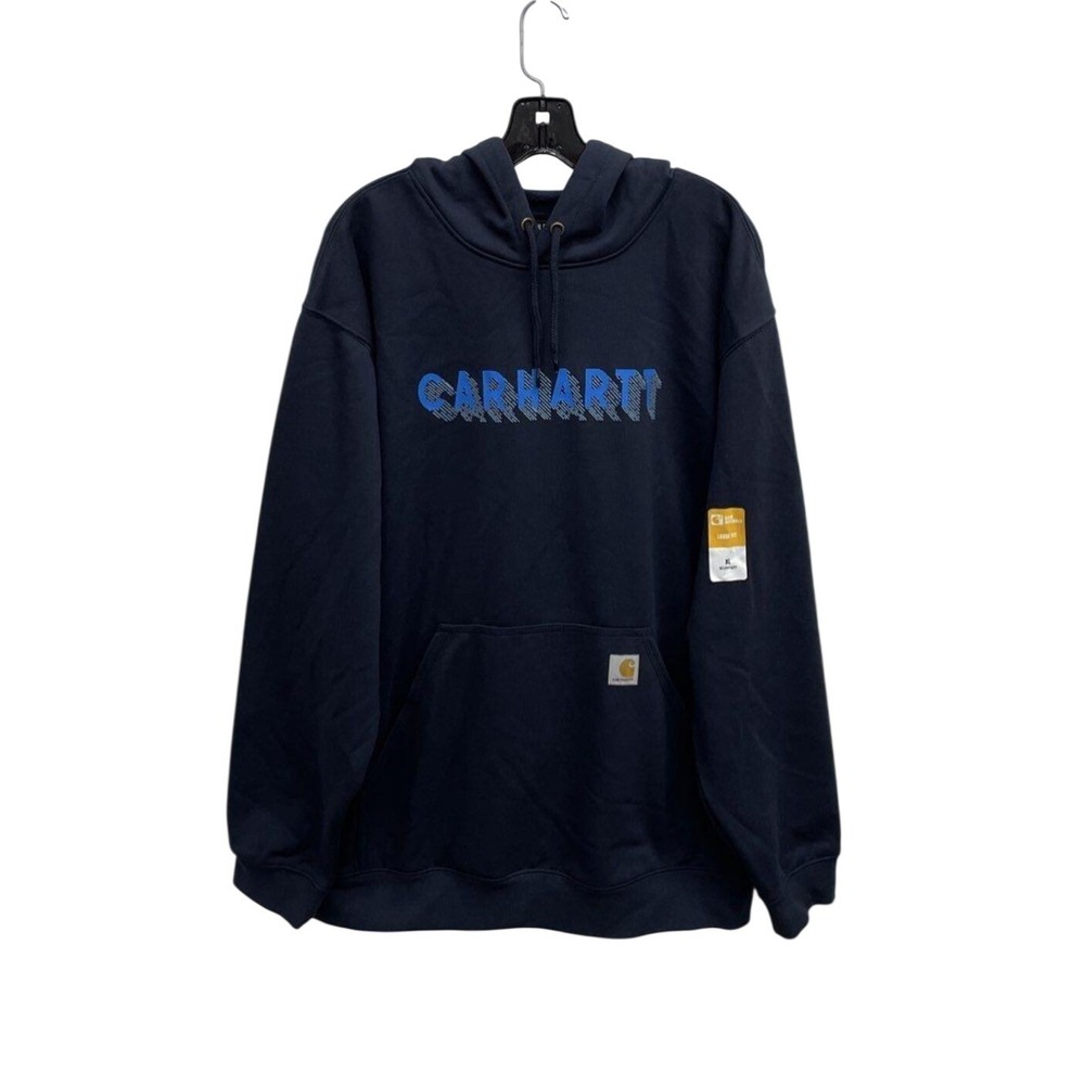 Carhartt Navy Blue Rain Defender Loose Fit Logo Hoodie XL TS5944-M 105944-472
